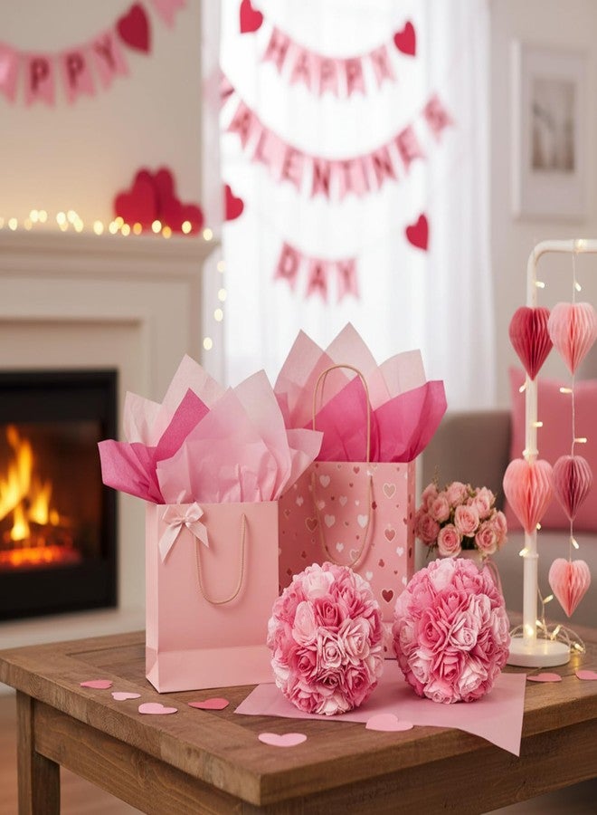 Qilery 500 Sheets Valentine's Day Pink Tissue Paper Bulk for Gift Bags 15 x 20 Inch Acid Free Packaging Wrapping Paper Sheets for Galentines Day Wedding Decoration DIY Flower, Pom Poms Craft Supplies - Image 2